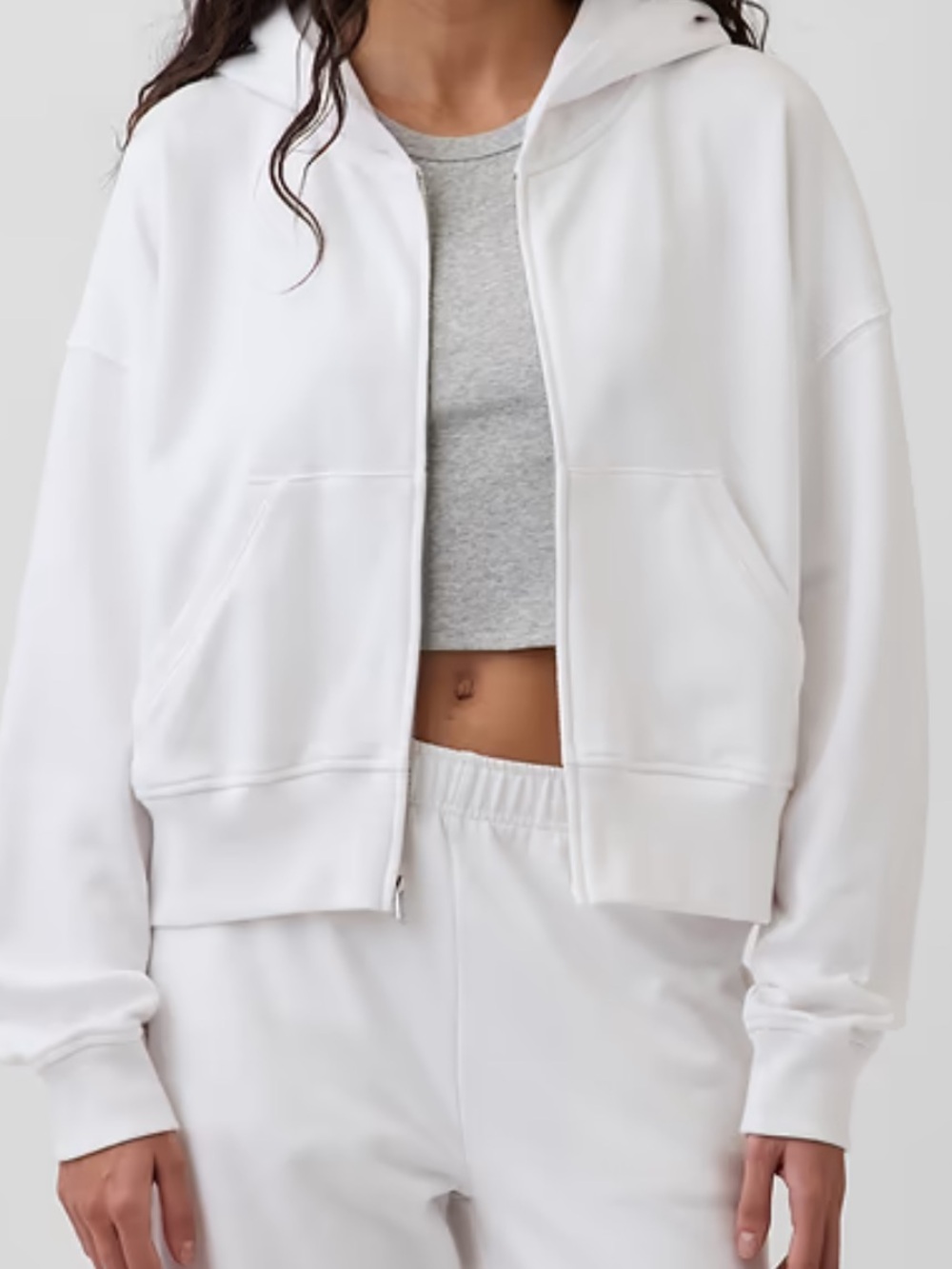 GAP hooded full zip sweatshirt women’s size large pure white‎ summer nights